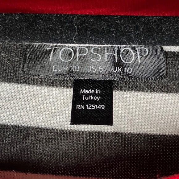 Topshop Black & White Striped Long Sleeve Top/Star With Bling - Picture 3 of 5